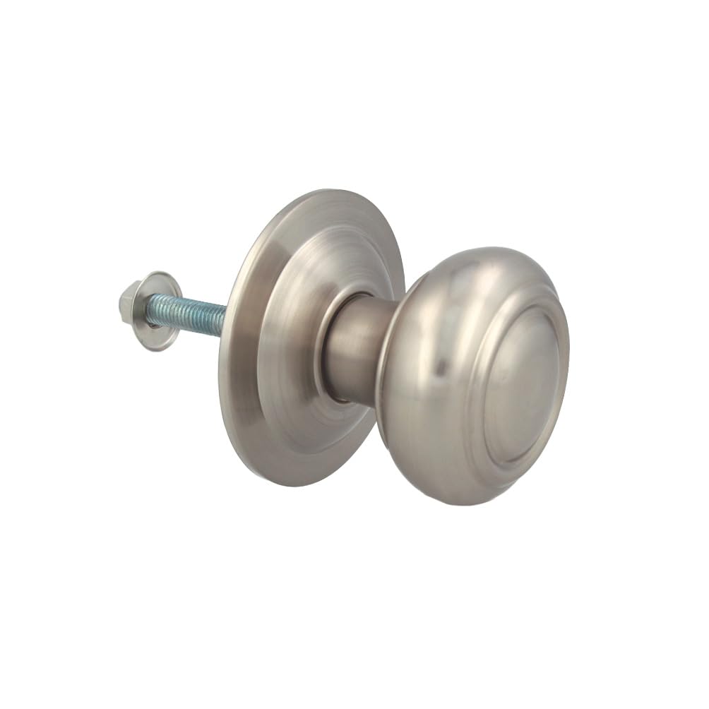 Amig Matt Chrome - Door Knob Model 53 | Silver Round Brass With Finish| For Exterior Doors | Diameter Handle Ø 70 Mm | Height 73.5 Mm | Includes Screw And Fixing Nut |