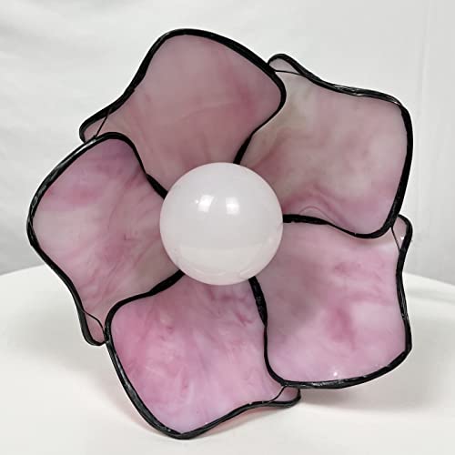 Image of Tiffany Style Wall Sconce, Flower Shaped Wall Light, Stained Glass Wall Lamp for Entrance, Bedroom, Hallway in Pink
