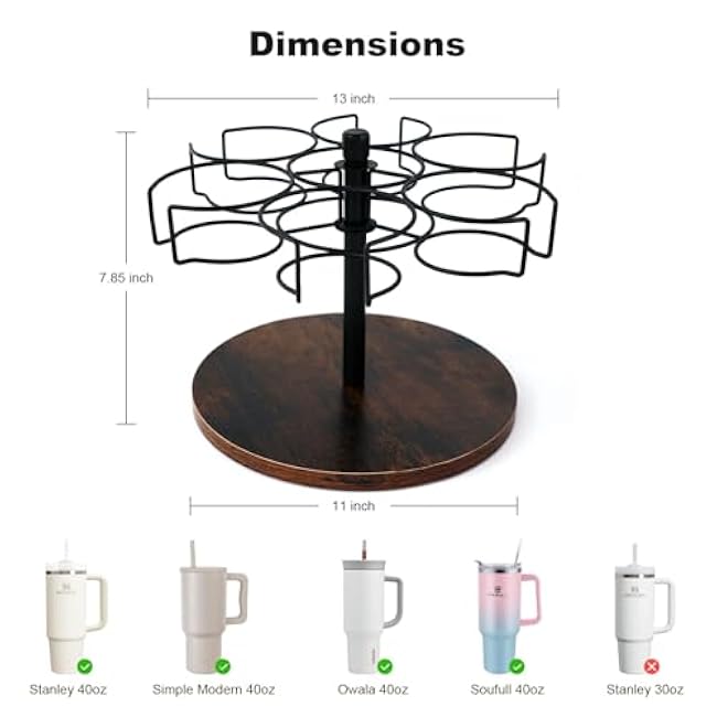 Water Bottle Organizer for Stanley 40 oz Tumbler with Handle, Rotatable Cup Holder, Patented Design for Stanley Cup Accessories, Kitchen Organizer and Storage - Black