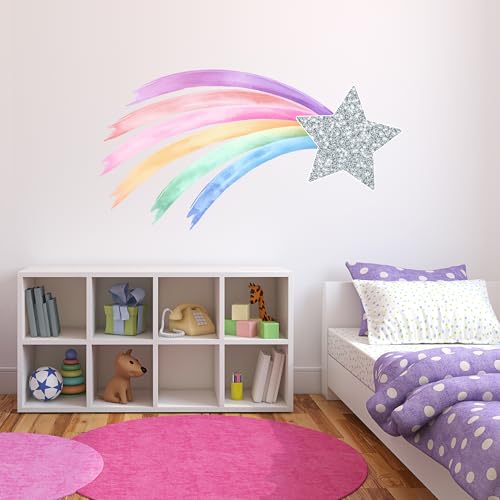 Vinilo Decorativo Estrella Fugaz Arcoíris Pastel