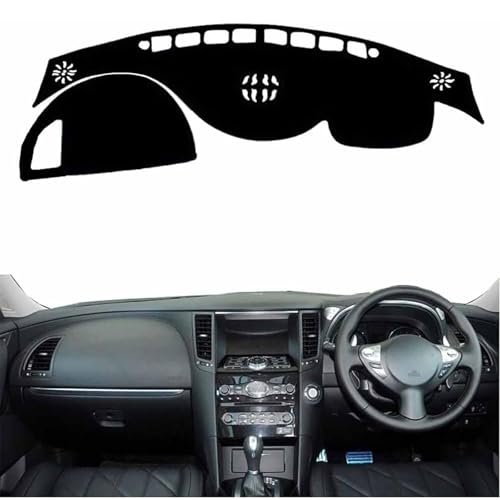 AHDHAJAQ Alfombrilla Protectora Salpicadero De Coche, para Infiniti QX70 2008-2020 Salpicadero Cubierta Protectora Antideslizante, Interiores para Consola Central,B/RHD(Black)