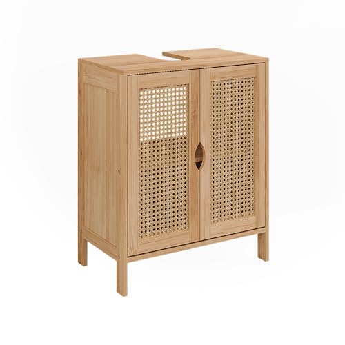 Vicco Waschbeckenunterschrank Bambus Liora 48x60x29 cm - Unterschrank für das Badezimmer, Offene und geschlossene Bereiche kombinieren Stauraum mit Übersicht Vicco Waschbeckenunterschrank Bambus Liora 48x60x29 cm - Unterschrank für das Badezimmer, Offene und geschlossene Bereiche kombinieren Stauraum mit Übersicht