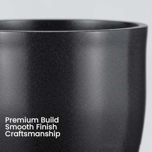 Image of Go Hooked Pluto Black Indoor Planter Pot 10 Inch | Lightweight Modern Round Plant Pot for Living Room, Balcony & Office | Decorative Polymer Pot for Live & Artificial Plants