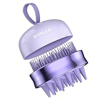 SHINLEA 2 in 1 Scalp Massager Hair Growth,Scalp Scrubber with Soft Silicone Bristles for Dandruff Removal,Shampoo Brush for Exfoliation,Head Massager for Both Wet and Dry Use (Purple) ﻿
