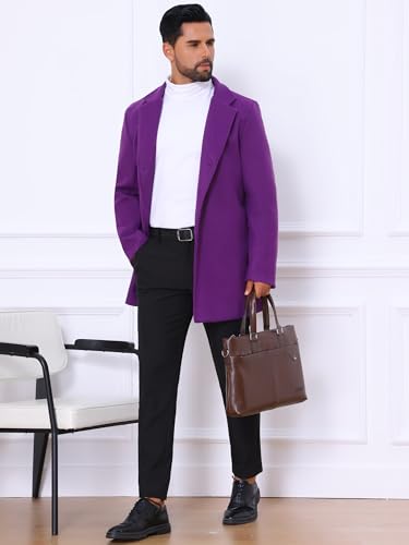 Image of Lars Amadeus Men's Trench Coat Notch Lapel Single Breasted Classic Long Pea Coats Overcoat