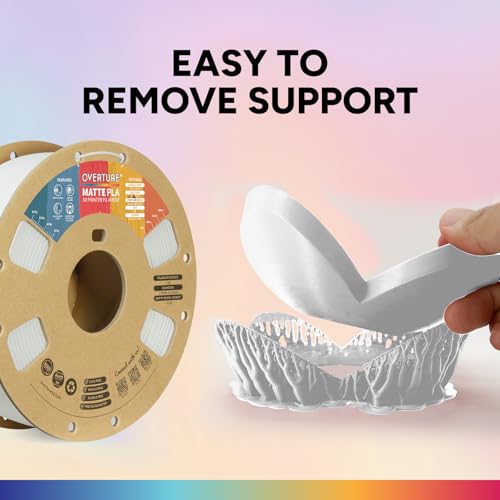 Image of OVERTURE 4KG Bundle Matte PLA 3D Printer Filament 1.75mm, Matt Surface & Low Warping Filament 4 Pack 1kg Spool (2.2 lbs), Fit Most FDM Printers (Matte White 4-Pack)