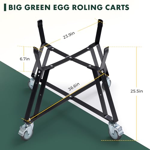 XLarge Big Green Egg Nest,Grill Stand for Big Green Egg Accessories,Rolling Nest with Heavy Duty Locking Caster Wheels Powder Coated Steel for BGE Smoker Kamado Joe Grill Stand Accessories by JUMUZHE - Image 2