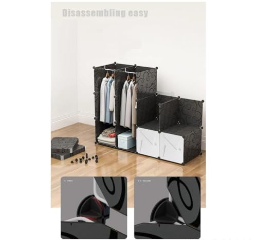 Image of EXVITO 4 Door Kids Plastic Wardrobe for Clothes, Foldable Plastic Almirah for Clothes, Collapsible Wardrobe for Storage, Baby Cupboard for Clothes, Storage Rack for Kids - Black