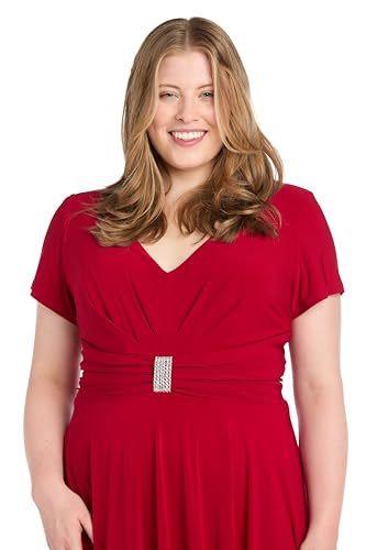 Image of R&M Richards Women's Metallic Foil Print Bodycon Dress W /Draped Capelet - Knee-Length Cocktail Party Outfit