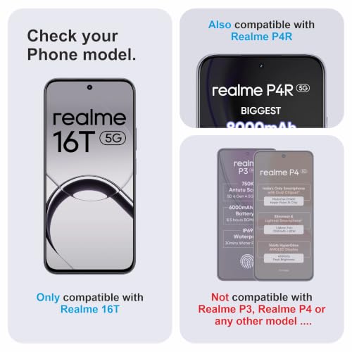 Image of Military-Grade Gorilla Tempered Glass For Realme 16T and Realme P4R (6.81 Inch) With Installation Kit | Edge to Edge Coverage | Black