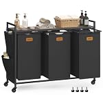 VASAGLE Laundry Hamper 3 Section, Laundry Sorter, 39.6 Gal. (150 L)