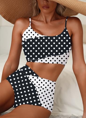 Image of Herseas Women 2 Piece High Waisted Bikini Sets Color Block Popular Swimsuit 2026 Summer Beach Best Bathing Suits