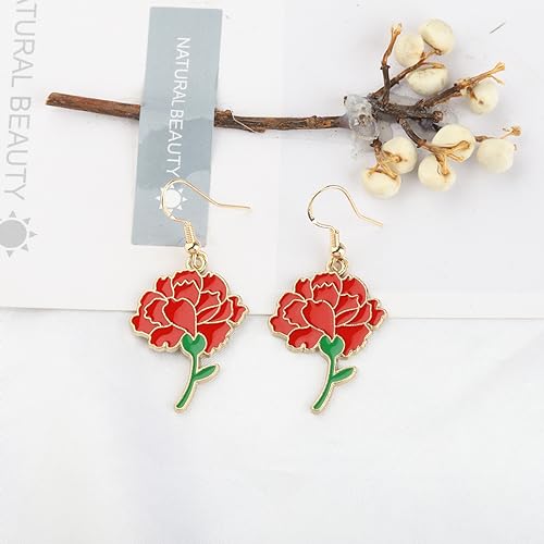 WSNANG Hadestown the Musical Inspired Gift Musical Lover Earrings Red Flower Jewelry Musical Theater Fans Gift2