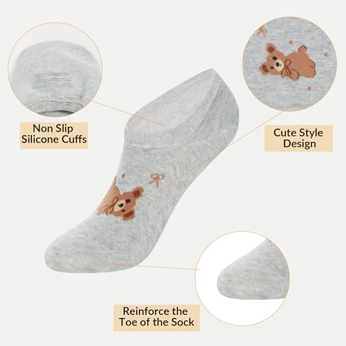 Image of Violet Mist Women No Show Socks Animal Patterned Low Cut Liner Socks Girls | Non Slip Invisible Socks, Novelty Funny Pattern Footies Flat Boat Socks Casual, Summer