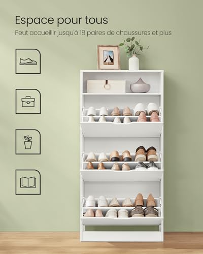 Meuble à chaussures Custos 10-12 paires Blanc, VASAGLE