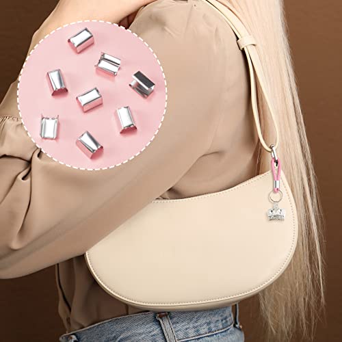 Hinzic 300Pcs 6X10Mm Fold Over End Caps Fasteners Clamps For Ribbon Tassel, Adjustable Metal Crimp Covers Opening Terminators Clips For Jewelry Finding Making Bracelets Paracords Cords #TOP6