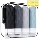 FEEJOY Travel Bottles for Toiletries, Travel Size Toiletries, TSA Approved 3oz Size Toiletry Containers, Leakproof & Refillable Silicone Bottles for Shampoo Conditioner (Grey)