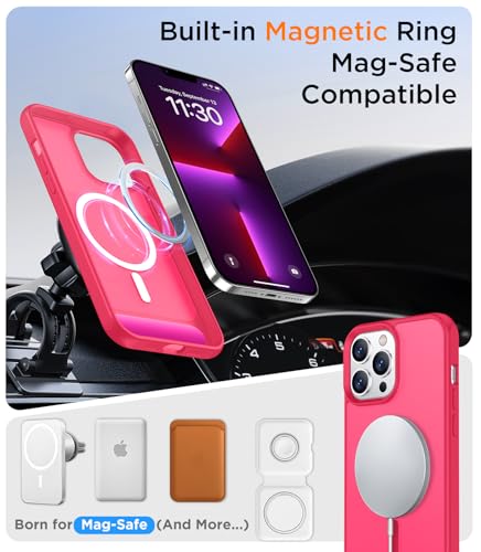 Image of Magnetic Compatible with iPhone 13 Pro Max Case, [Built-in Invisible Kickstand][Compatible with MagSafe][Military Grade Shockproof] Slim Translucent Matte Phone Case for iPhone 13 Pro Max 6.7 inch