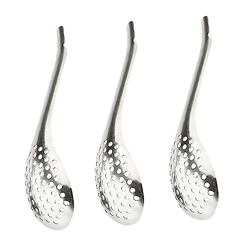 GRIRIW Ergonomic Handle Small Slotted Spoons 3 Piece Set 304 Stainless Steel Colander for Kitchen