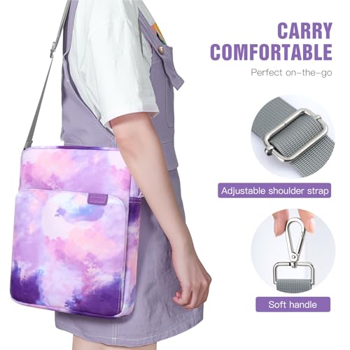 Image of TiMOVO 9-11 inch Tablet Sleeve Bag Carrying Case with Strap, Watercolor Purple | Fits iPad A16 11 inch, Pad Air 11 /5th & 4th 10.9 inch, 10th Gen /10.2 inch, Galaxy Tab A11 Plus, Multi-Pocket, Handle, Padded Protection