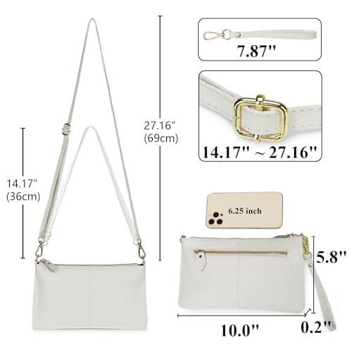Image of YALUXE Genuine Leather Wristlet Handbags Purses Cell Phone Pocket Clutch Wallet Crossbody Bags for Women