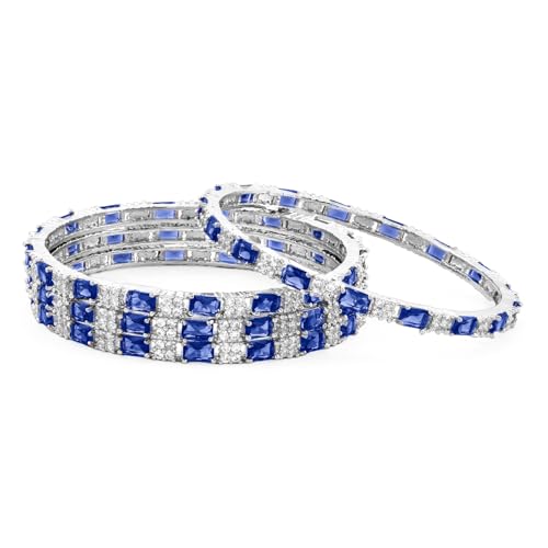 Image of Rubans Bangles Set of 4 American Diamond Zirconia Stylish Trendy Jewellery Gift for Women & Girls