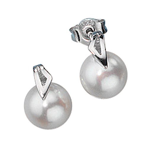Jobo Damen-Ohrstecker aus 8 Karat 333 Weißgold mit Perlen