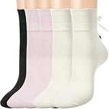TIESOME 3 Pairs Women Socks Bow Crew Socks Cotton Sweet Breathable Black White Pink Soft Girls Ribbon Bow Socks