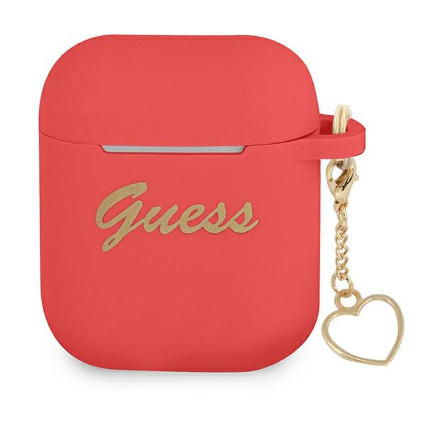 Guess GUA2LSCHSR Coque de Protection pour AirPods en Silicone Rouge/Rouge