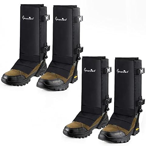 2 Pairs Snake Gaiters Waterproof Snake Chaps Durable Snake Guards with Adjustable Size for Men Women Lower Legs Hunting Hiking Farm Working, Black Cover