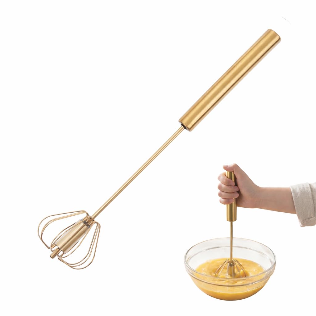 Premier Housewares Press And Spin Whisk - 30Cm Light/Gold