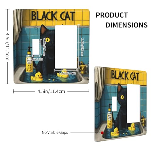 Decorative Outlet Covers Novelty Black Cat Funny Duck Bath 2 Gang 1 Gang Wall Plate Cover Single Toggle Rocker Combo Light Switch Cover Plate Face Plate for Home Decor