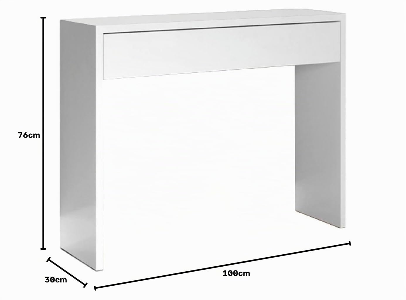 PEGANE Table Console, Meuble Console avec 1 tiroir Coloris Blanc - Longueur 100 x Profondeur 30 x Hauteur 76 cm