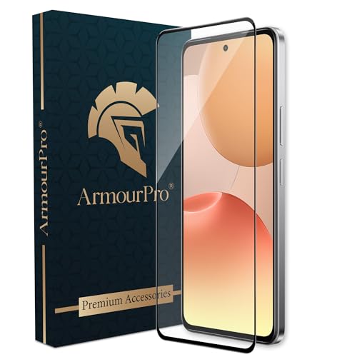 Image of ArmourPro Tempered Glass for Realme 14X - 9H Screen Protector with Black Border, Anti Scratch, Edge-to-Edge Coverage, HD Clarity, Smooth Touch, Case Friendly | Black