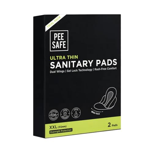 Image of PEESAFE Ultra Thin Sanitary Pads For Women | XXL | 2 Pads For Rash Free Periods | Cottony Soft Sanitary Napkins For Ultra Comfort | Dual Wings | Toxin Free | Extra Long | Unscented