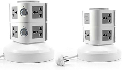 Tisen 2 Layer Multi Socket Tower -7 Way Socket, Multi Plug -2 USB Port, Adapter Plug 2M Cable & LED Keyring Torch