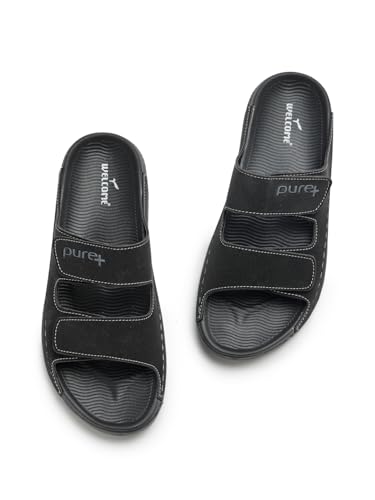 Image of URJO PURE Men's Sliders /Slippers Lightweight Super Flexible Arch Support Durable Anti Skid & Stylish Dailywear Sliders /Slippers for Men (URJO by Welcome)