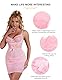ohyeahlady Sexy Dessous Kleid Damen Curvy Spitze Badydoll Transparent Minikleid Push Up Negligee Große Größen Unterwäsche Ärmellos Lingerie V-Ausschnitt Nachtkleid mit Haken Party Clubwear Rosa L
