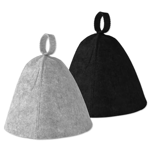 lasuroa 2stk Saunahüte, Filz Saunahut Banja Hut Sauna Mütze Russische Saunamütze Saunahut Set Saunazubehör Universell für Damen Herren(Grau & Schwarz)
