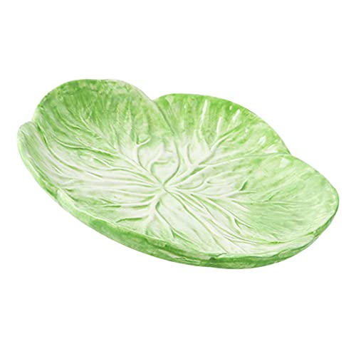 DOITOOL Large Green Cabbage Plate Vegetable Ceramic Plate Ceramic Serving Plates Dessert Plates Appetizer Plates for Family Gathering Party Dishwasher Microwave Safe