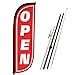 LookOurWay Open Red & White Feather Flag Complete Set with Poles & Ground Spike, 5-Feet