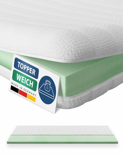 AM Qualitätsmatratzen Sobrecolchon 120x200 cm Blando - Topper Made in Germany - Topper colchón con certificación Oeko Tex 120x200 H2 - sobre colchon 120x200 Adaptable y Blando con Funda Lavable