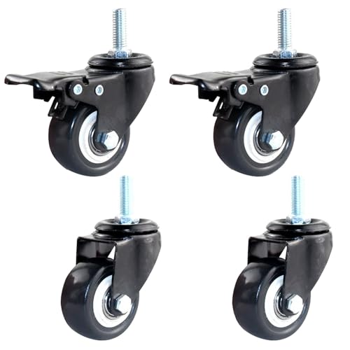 Aenmezen 4Zbg M12*30mm lWt Xe LX^[ u[Lt 360x]LX^[ ׏d300 kg 3.4/5C` mCYȂ PU ԗ J[gƋp(2swivel+2with brake,125mm)