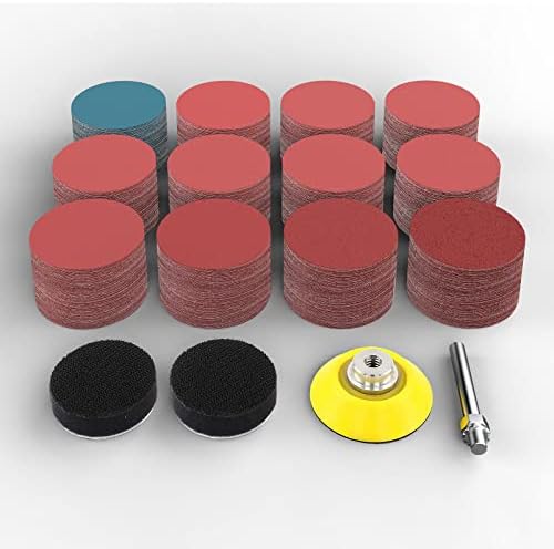 300PCS Sanding Discs Pad Kit, 2 Inch Hook and Loop Sanding Pad with Shank Backer Plate and Soft Foam Buffering Pad, Sandpaper Disc for Drill Grinder Rotary Tools Assorted 60-3000 Grits