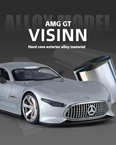 Image of Mercedes Benz Vision GT Toy Car 1:32 Diecast Metal Model - Pull Back Alloy Car with Openable Doors, Lights & Sound, Premium Collectible Gift for Boys, Men & Cars Lovers (Silver)