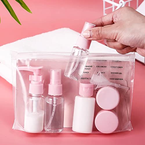 wolpin Plastic Transparent Spray Bottles For Toiletries Empty Refillable Reusable Cosmetic Shampoo, Cream Fine Mist Perfume Spray Bottle With Travel Pouch Bag Set (Set Of 10 Pcs), 30 Milliliter - Image 3