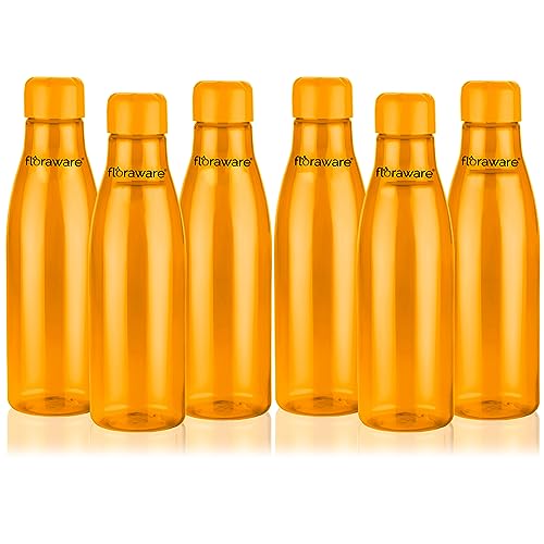 Image of Floraware Food Grade Premium Plastic Fridge Round Water Bottle, Drinking Bottle, 1000ml Pack of 8, Yellow