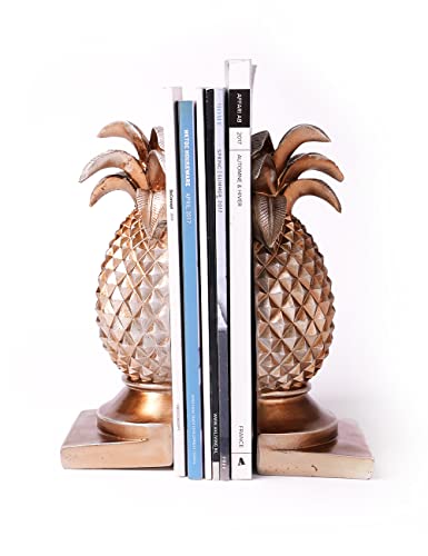 HAUCOZE Decorative Book Ends Pineapple Statue Sculpture Home Decor 9.4 Inch