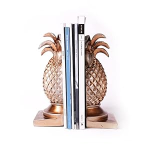 HAUCOZE Decoratieve boek uiteinden ananas standbeeld sculptuur polyresin beeldje geschenken goud huis kunst 10.2 inch