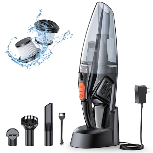 Otemly Handheld Vacuum Cordless Rechargeable 9KPA - [Fast Charging Dock] Portable High Power Suction Car Vacuum Cleaner with LED Light, 2 HEPA Filters, Dust Busters Wet and Dry for Home/Car/Office/Pet